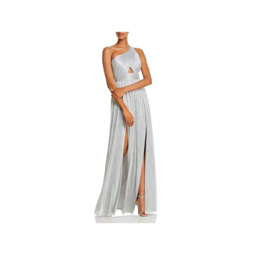 AIDAN AIDAN MATTOX Womens Silver Double Slits Lined Sleeveless Dress 4